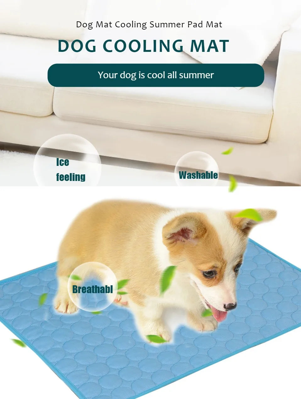 Urban Chill Dog Cooling Mat — XL Self‑Cooling Gel Pad (No Freezing)